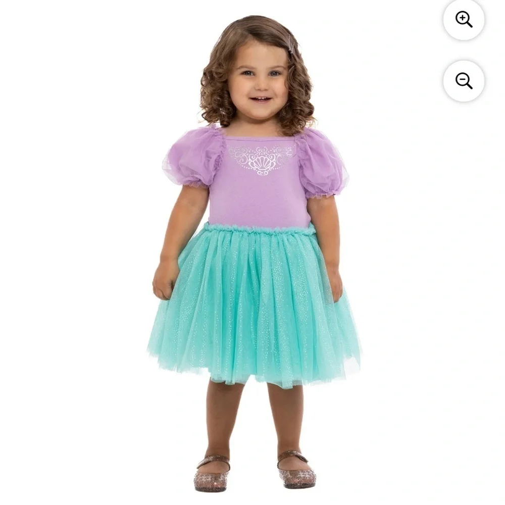 Disney Ariel Dress NEW Sz 2T 3T 4T 5T Cosplay Tutu Puff Sleeves Purple Princess